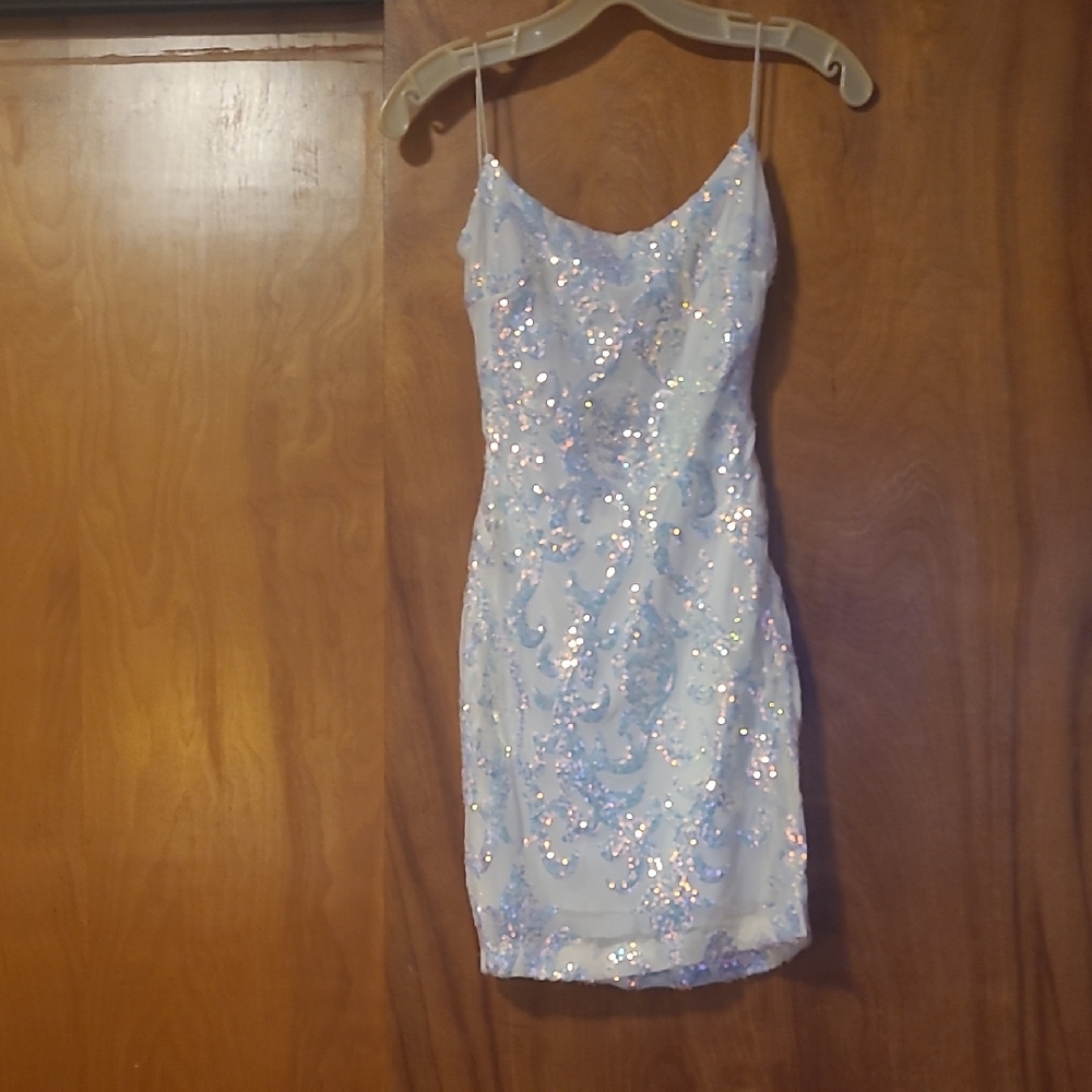 Sequin Embellished Blue Dress